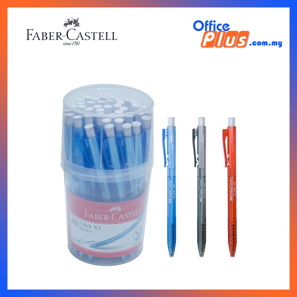 Faber-Castell Click X5 Ball Pen 0.5mm x 40 pieces | Shopee ...