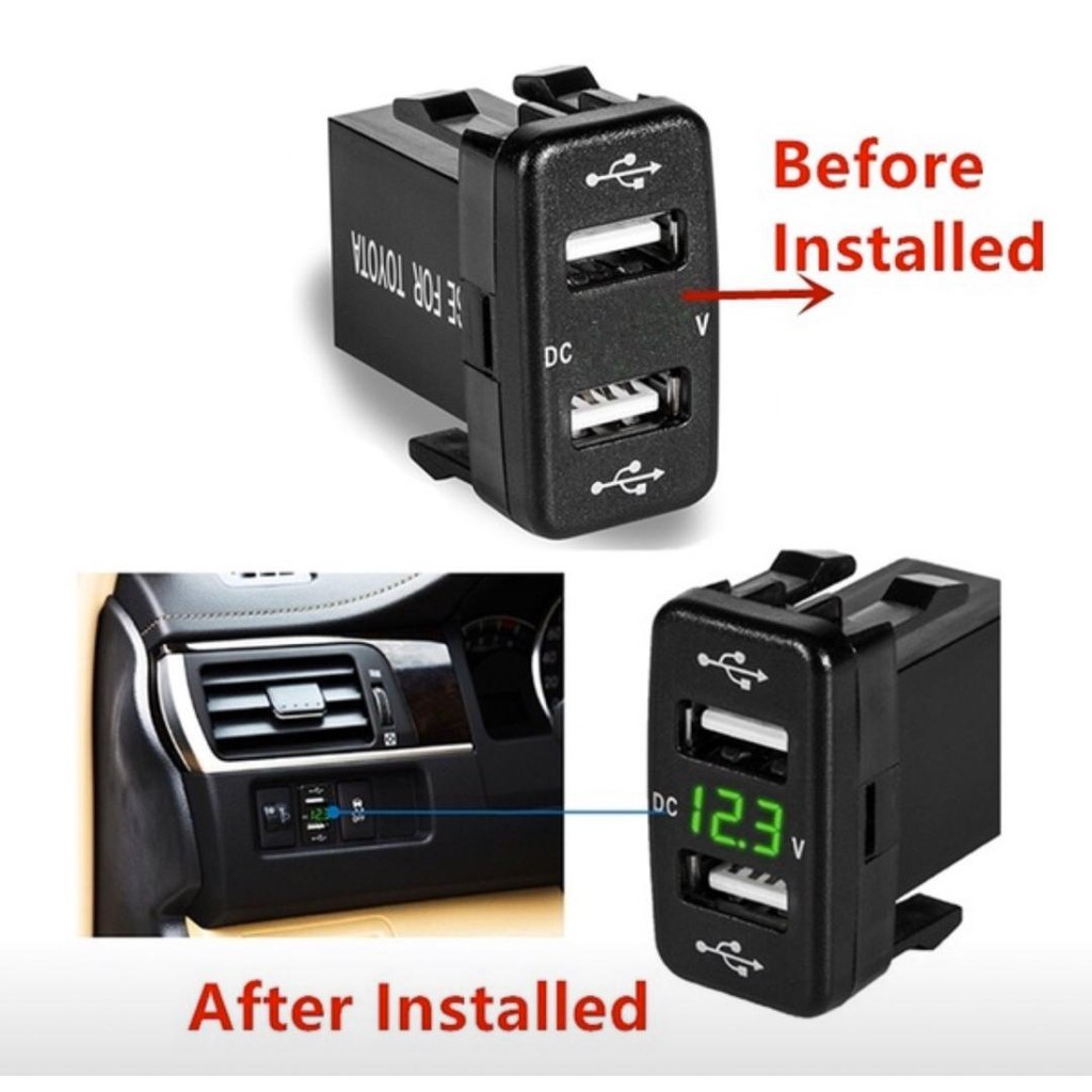 Car Charger Socket Dual Usb Port Charging Volt Display Adapter Fit for