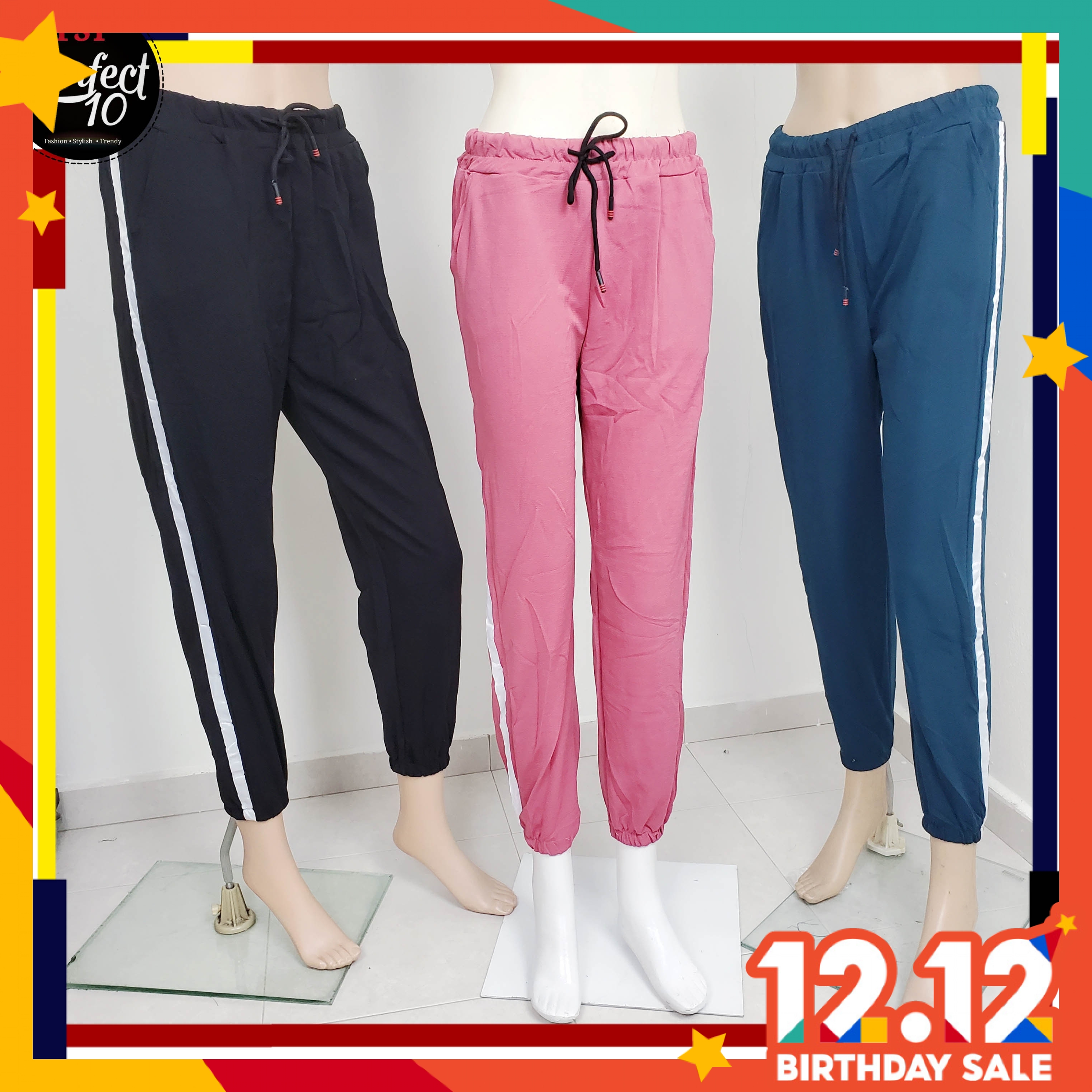 FST Women Trousers Female Cotton Loose Casual Stripe Pants FST [M096]