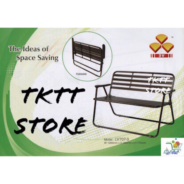 Tktt 3v 4ft Lavo Foldable Powder Coated Bench Outdoor Chair Garden