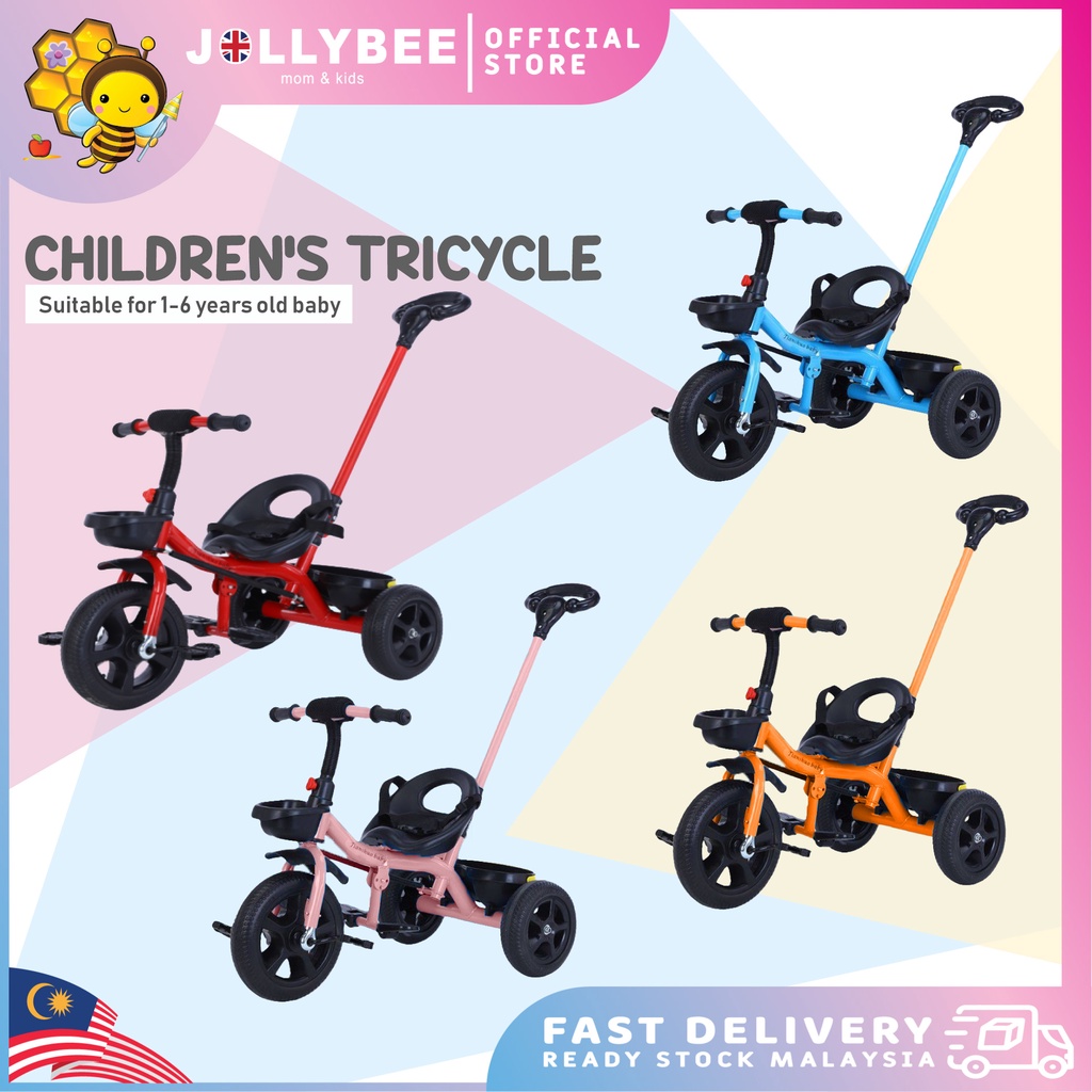 (With Handle) Jollybee Kids Tricycle Cycling Kid Bike 16Year Children
