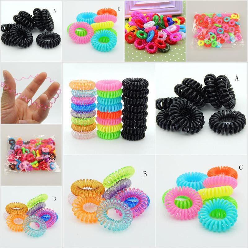 Cod Nobl 10 Pcs Plastic Hair Ties Spiral Hair Ties No Crease Coil