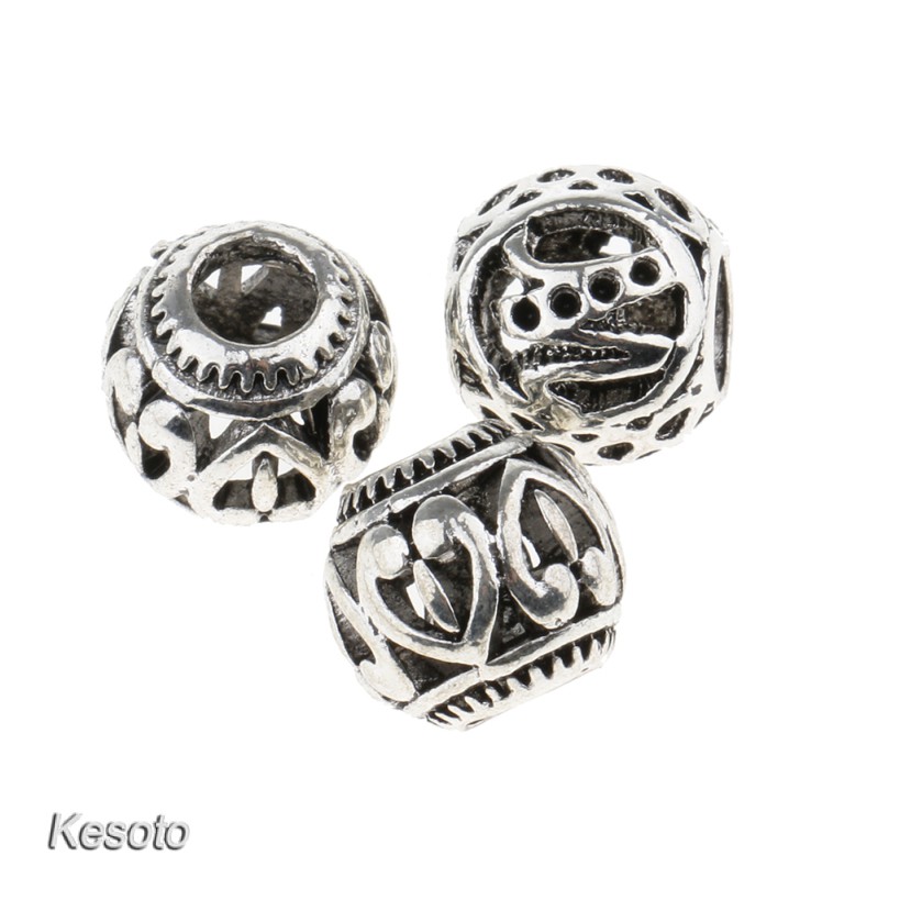10 Pieces Silver Hair Braiding Dreadlock Beads Cuffs Diy Bracelet