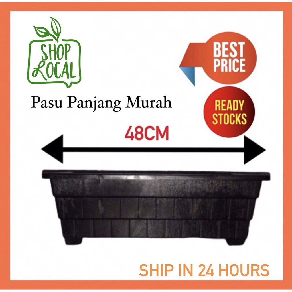 Pasu Bunga Petak Panjang Besar Kebun Pasu Bunga Lebar Big Pot Pasu Sayur Gardening Pot Petak Panjang 48cm X 19cm Shopee Malaysia