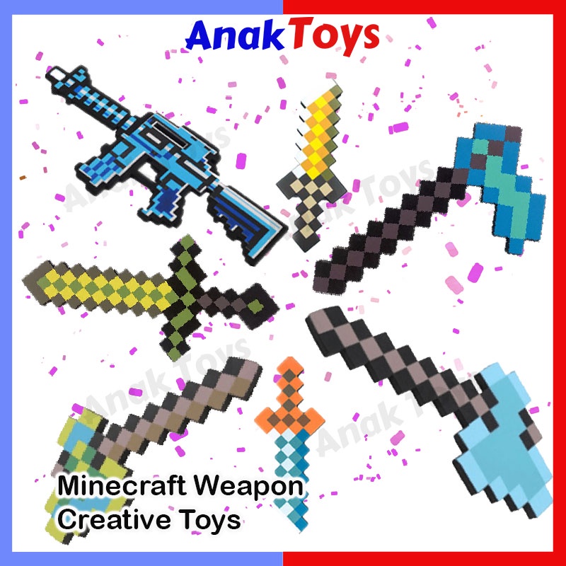 Minecraft Game Merchandise EVA Foam Sword Pickaxe Gun Toy Weapon Toys Minecraft 游戏周边玩具EVA泡沫剑镐枪武器玩具 A008