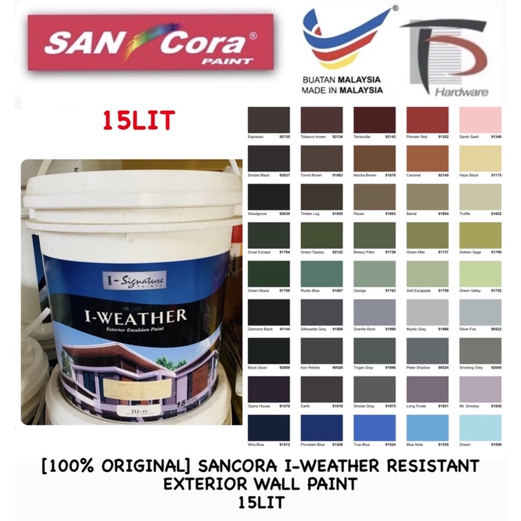 [100 ORIGINAL] SANCORA IWEATHER RESISTANT EXTERIOR WALL PAINT 15LIT