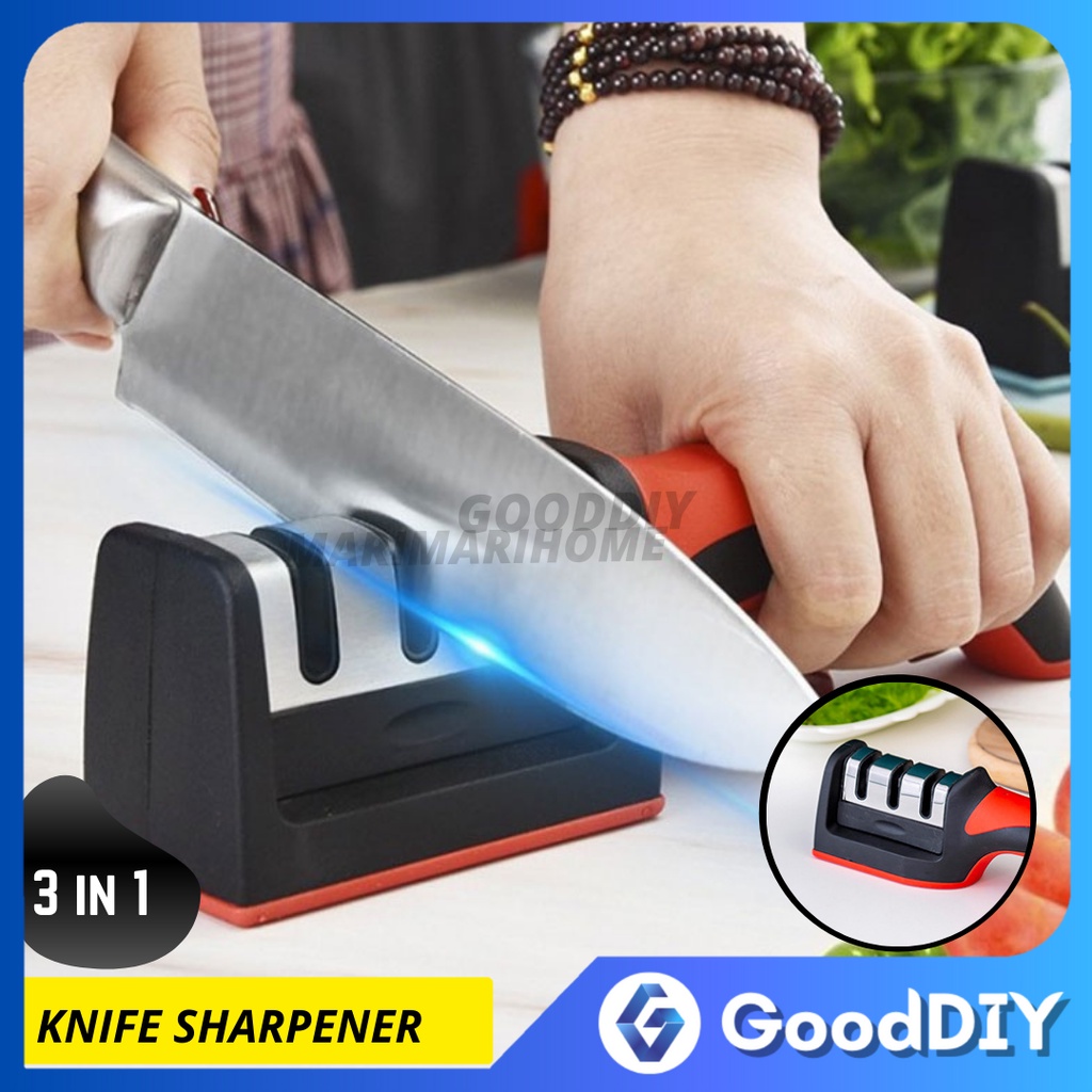 3 Stage Knife Sharpener 3 in 1 Mini Knife Stone Alat Pengasah Pisau 磨刀器 Kitchenware Easy Polish