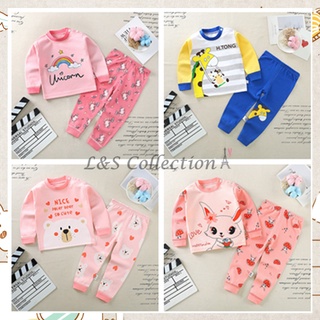 【C059 Part A】Ready Stock children 100% pure cotton pajamas baby Kid sleeping wear baju tidur Boy & Girl Toddlers Infant