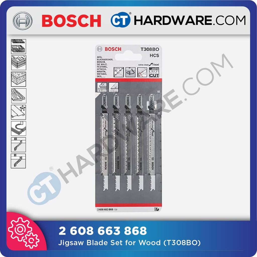 BOSCH T308BO JIGSAW BLADE EXTRA CLEAN FOR WOOD CURVED CUTS