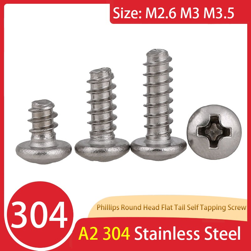 A2 304 Stainless M2 M3 M4 Phillips Flat Head Sheet Metal Self Tapping Screws 