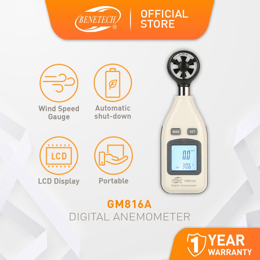 GM816A Digital LCD Anemometer for Wind Speed Gauge Meter
