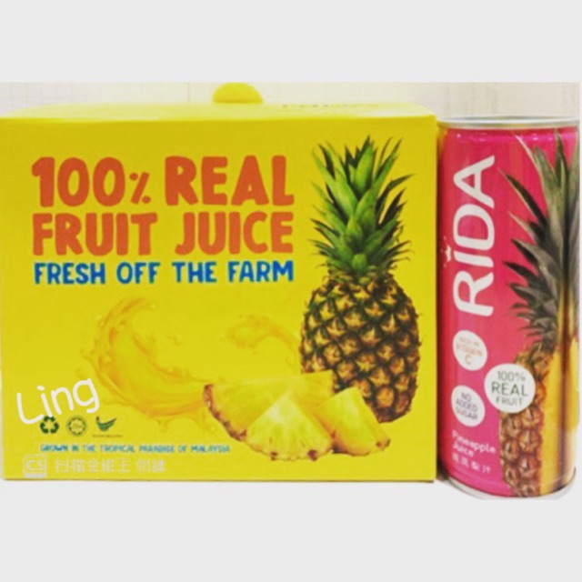Ready Stock 现货 Rida 100 Real Pineapple Juice 6x250ml Expiry Date 1 2022 Shopee Malaysia