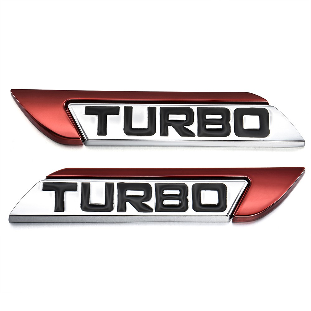 Left/Right 3D Metal Turbo Logo Car Auto Body Fender Emblem Badge Decal Sticker