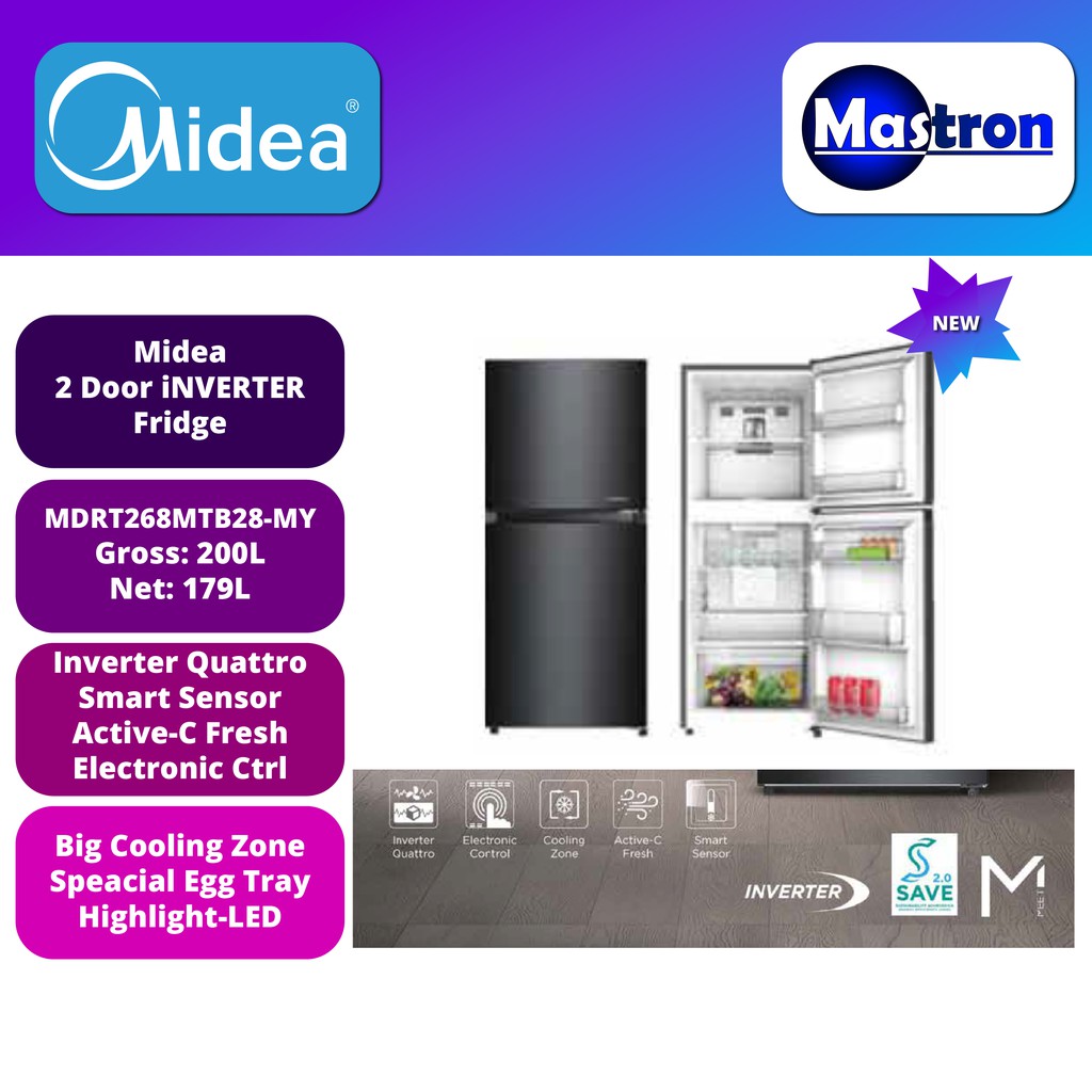  10 Instant Rebate Midea 2 Door Inverter Refrigerator Fridge Peti 