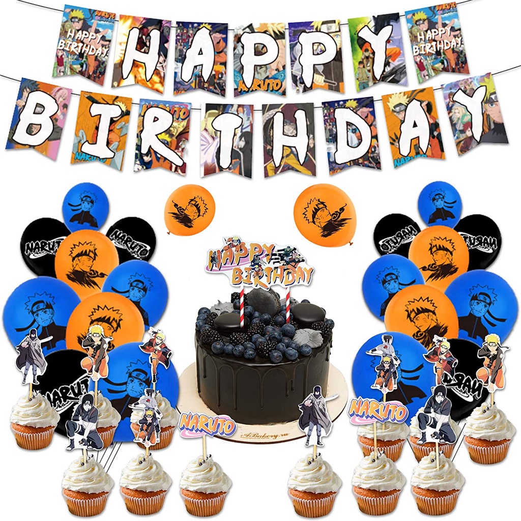 Naruto Sasuke Theme Party Set Decoration Japanese Anime Happy Birthday Banner Balloon Nrt002 Shopee Malaysia