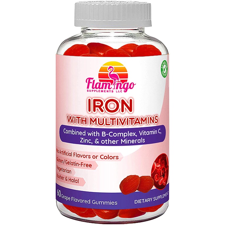 Iron Gummies Plus Multivitamin- Vitamin C, Zinc, B Complex, and Biotin ...