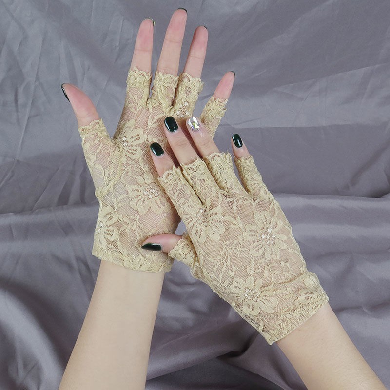 half finger lace gloves