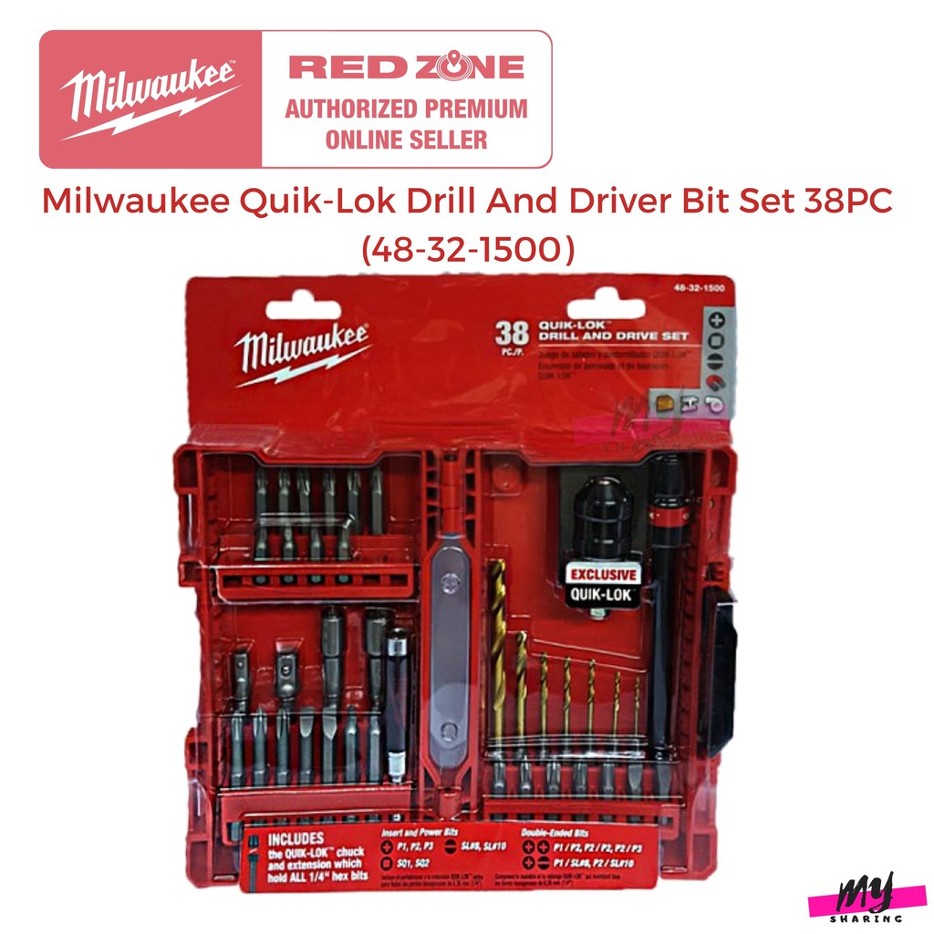 Milwaukee Quik-Lok Drill And Driver Bit Set 38PC (48-32-1500) | Shopee ...