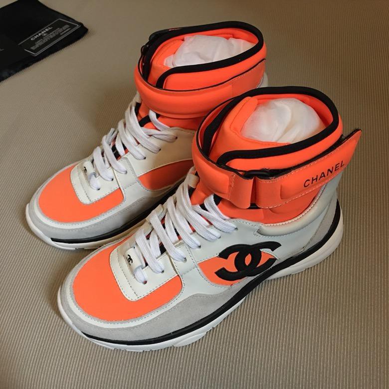 chanel orange high tops