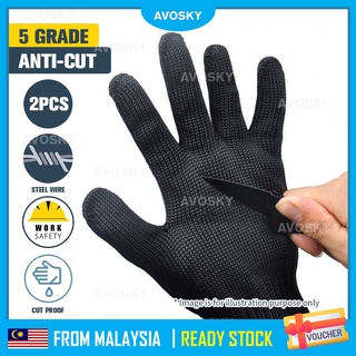 AVOSKY 1 Pair Cutproof Protective Gloves Cut Resistance Stainless Steel Wire Safety Metal Double Mesh Glove