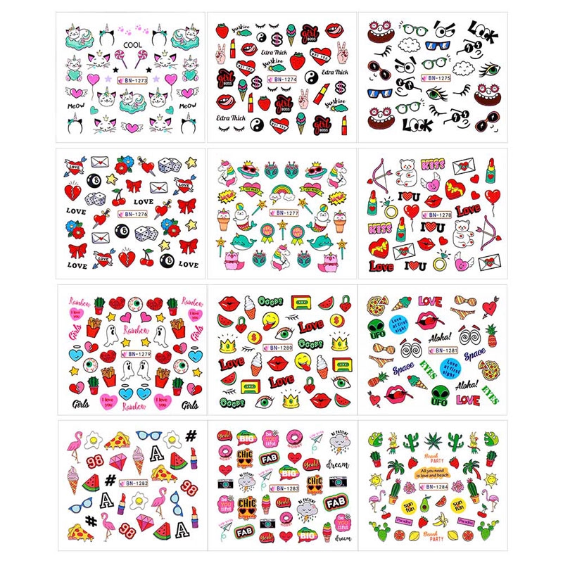 1 Sheet Nail Art Sticker Printing Water Adhesive Tips Diy Nail Decal