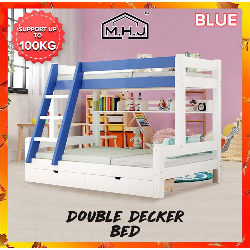 MHJ Double Decker Bed For Kids High & Low Bed Bunk Heavy Duty Strong ...