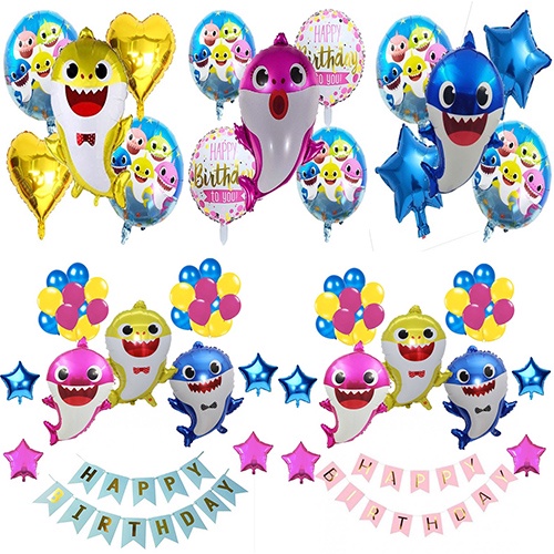 Party Deco Hari Jadi Birthday Baby Shark Set Balloon Birthday Party 