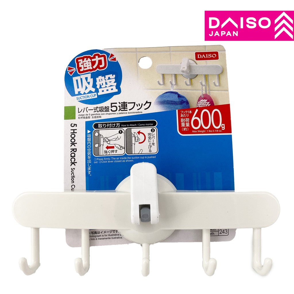  DAISO  5 Hook Rack  With Suction Cup Shopee Malaysia