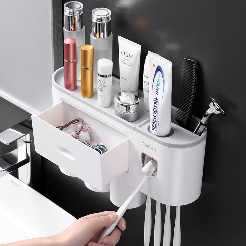 Bathroom Toothbrush Holder Gargle Cup Automatic Toothpaste Holder