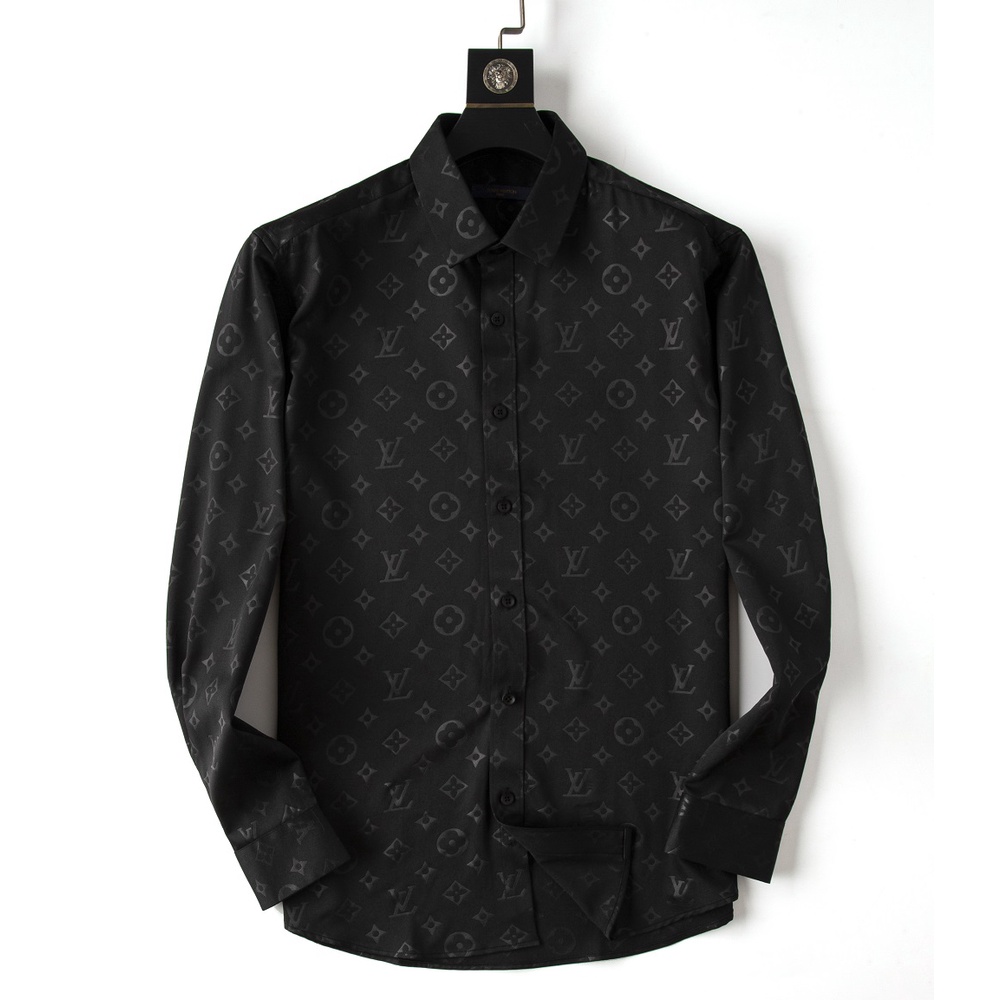 LOUIS VUITTON LV men's luxury cotton long sleeve monogram shirt top S ...