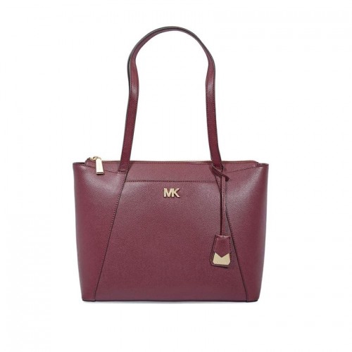 oxblood leather tote