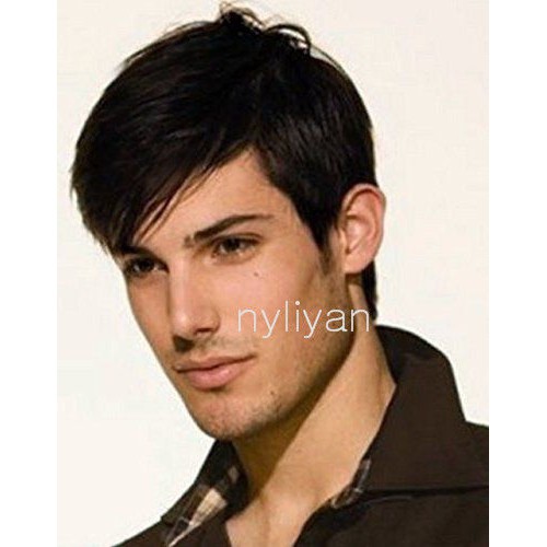 Us Natural Black Men Hair Wigs Mens Short Hair Straight Layered