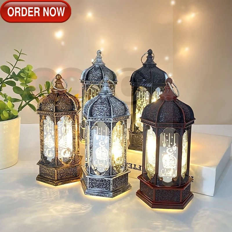 GG Creative Retro Eid Mubarak Ramadan Decoration Electronic Night Light / Islamic Muslim Home Party Lamp Decor / Romanti