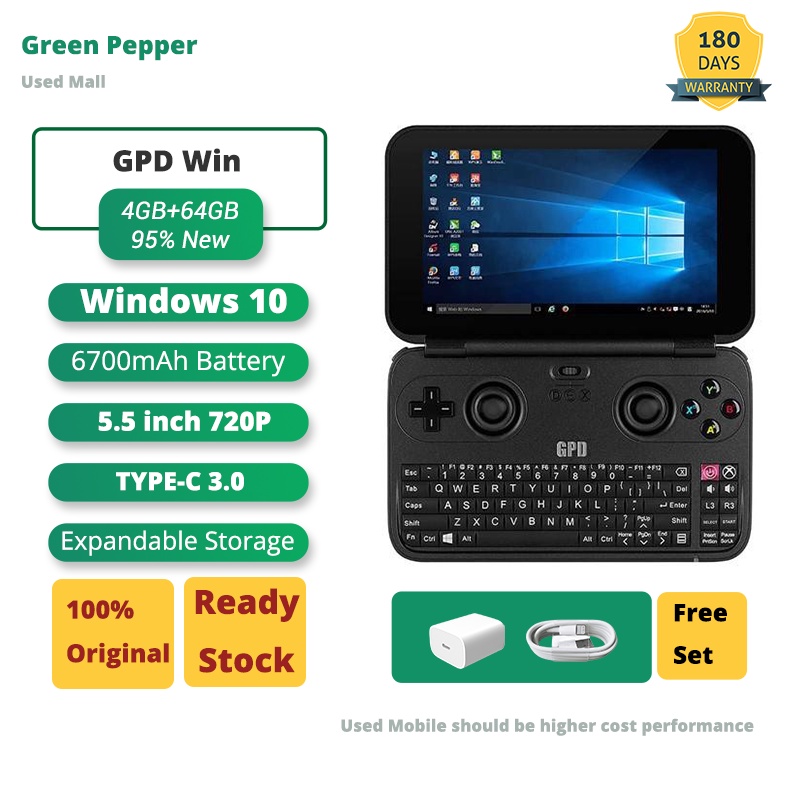 แล็ปท็อปมือสองคอมพิวเตอร์แล็ปท็อปมือสองกับ gpd-win 4gbram 64GB 5.5 นิ้ว