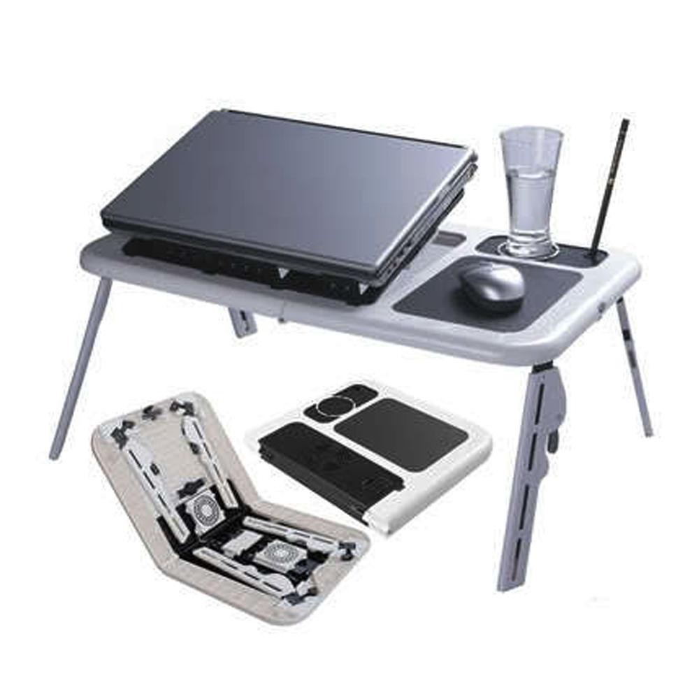 E Table Portable Foldable Laptop Desk With Cooling Fan System