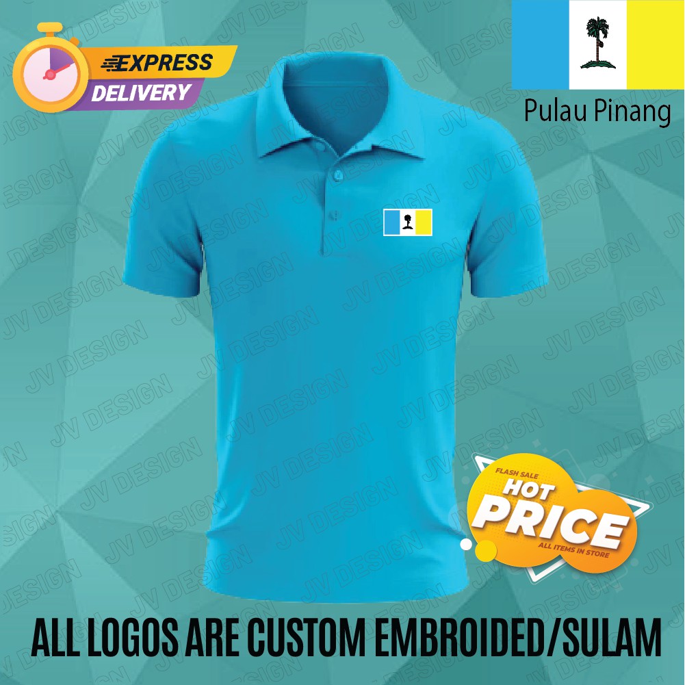 🔥PROMOSI HEBAT🔥 [SULAM] Q1 PULAU PINANG FLAG LOGO POLO EMBROIDERY BAJU LELAKI PEREMPUAN POLO TEE!! 100% COTTON