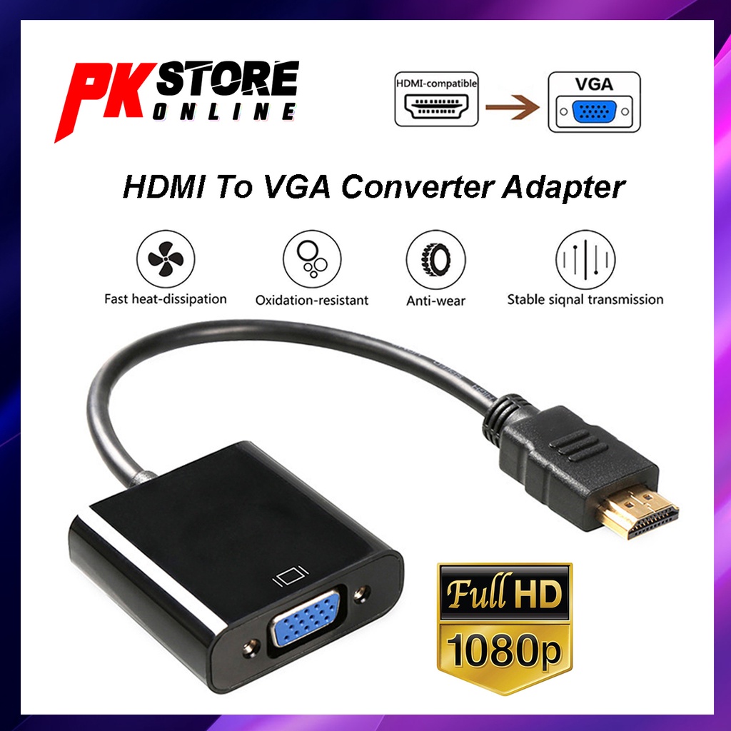 HDMI TO VGA ADAPTER BOX DIGITAL TO HDMI CABLE FOR PC LAPTOP TABLET HDMI
