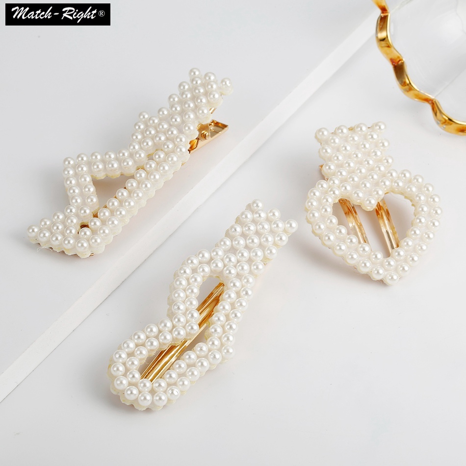 Pearl Metal Hair Clips Women Girls Korean Style Ins Popular Hart