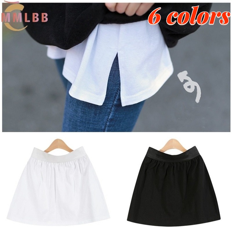 Women Mini Skirt Muslimah Black White Cotton Skirt Extender Summer Korean Slit Fashion casual comfort bottoms