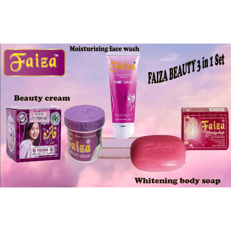 Faiza Beauty 3 In 1 Set ( Beauty Whitening Cream + Face Wash + Body ...