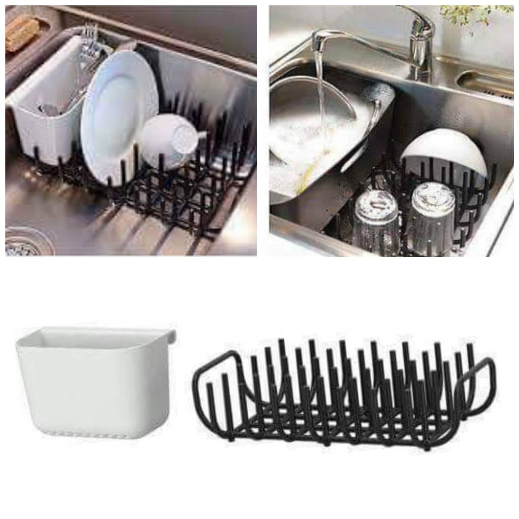 BOHOLMEN Dish drainer and flatware basket, black, white Shopee Malaysia