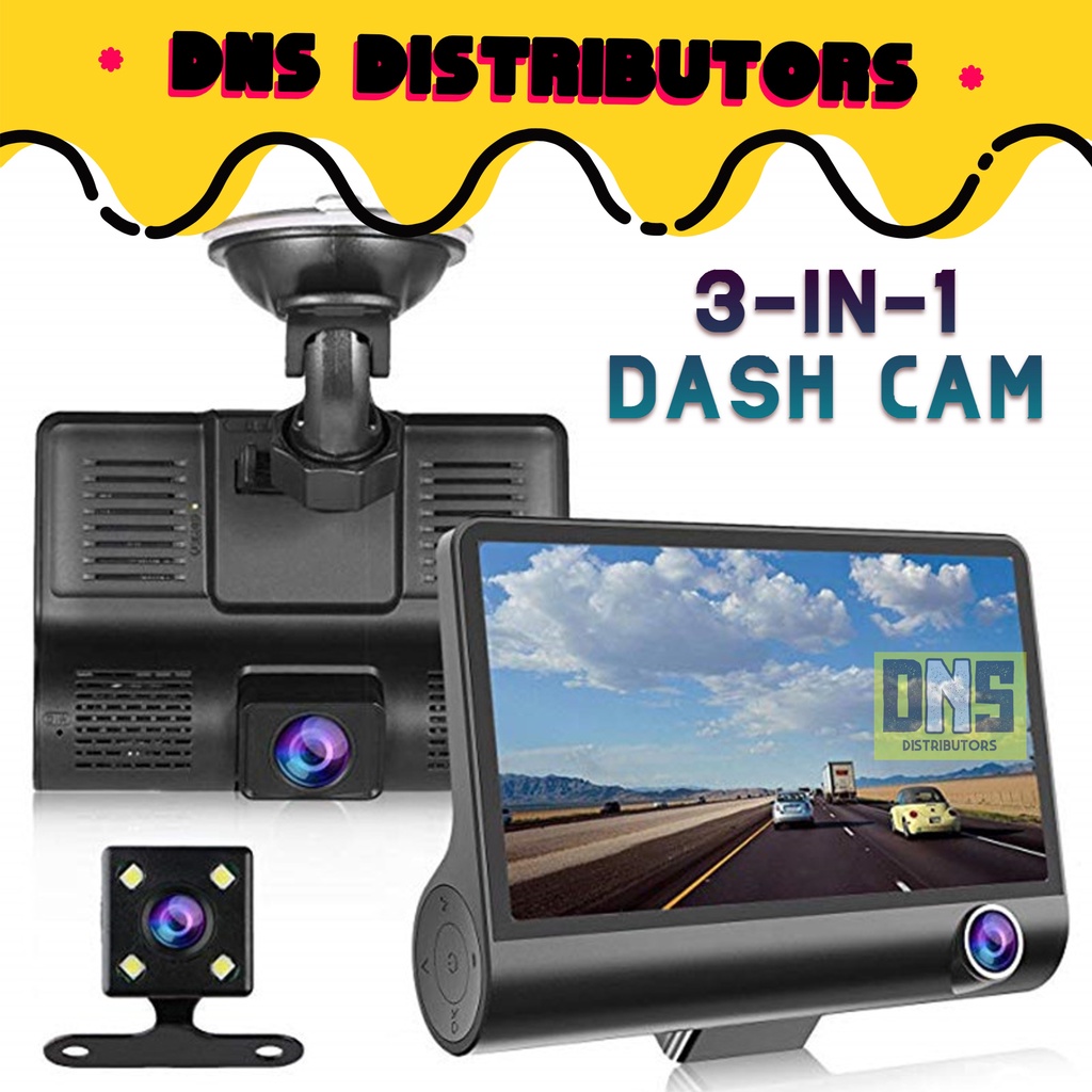 3 in 1 Dash Cam Car Camera DVR HD 1080P 170 Wide Angle Cycle Recorder G-Sensor 3 IN 1 Dashcam