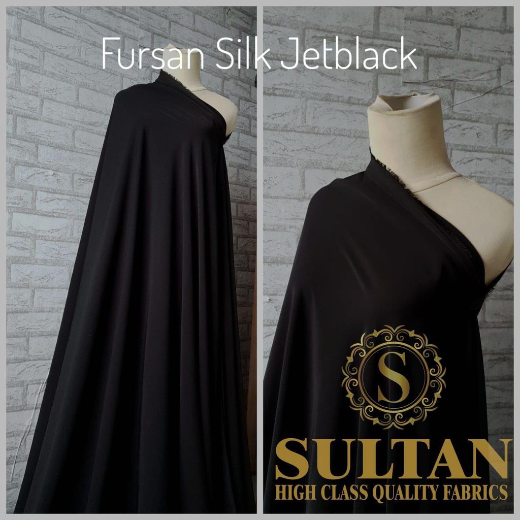 Abaya Sultan Fursan Silk Plain Jetblack Fabric | Kain Abaya Sultan