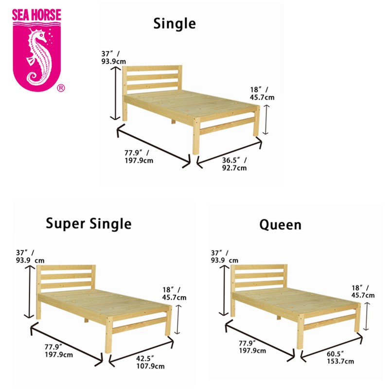 Original Seahorse Wooden Bed Pinewood Bed Frame Kd02n Shopee Malaysia