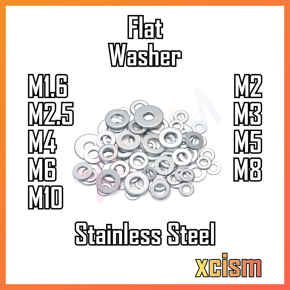 (2 Pcs) Plain Washer Flat Washer Sesendal Rata Bolt Screw Skru M1.6 M2 ...