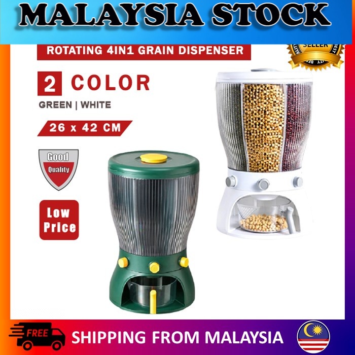 4in1 Rotating Grain Dispenser Multifunction Food Storage Compartment