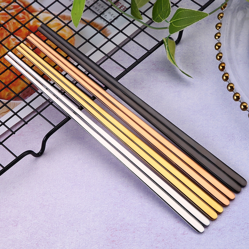 Portuguese chopsticks 304 stainless steel flat chopsticks Gold plated