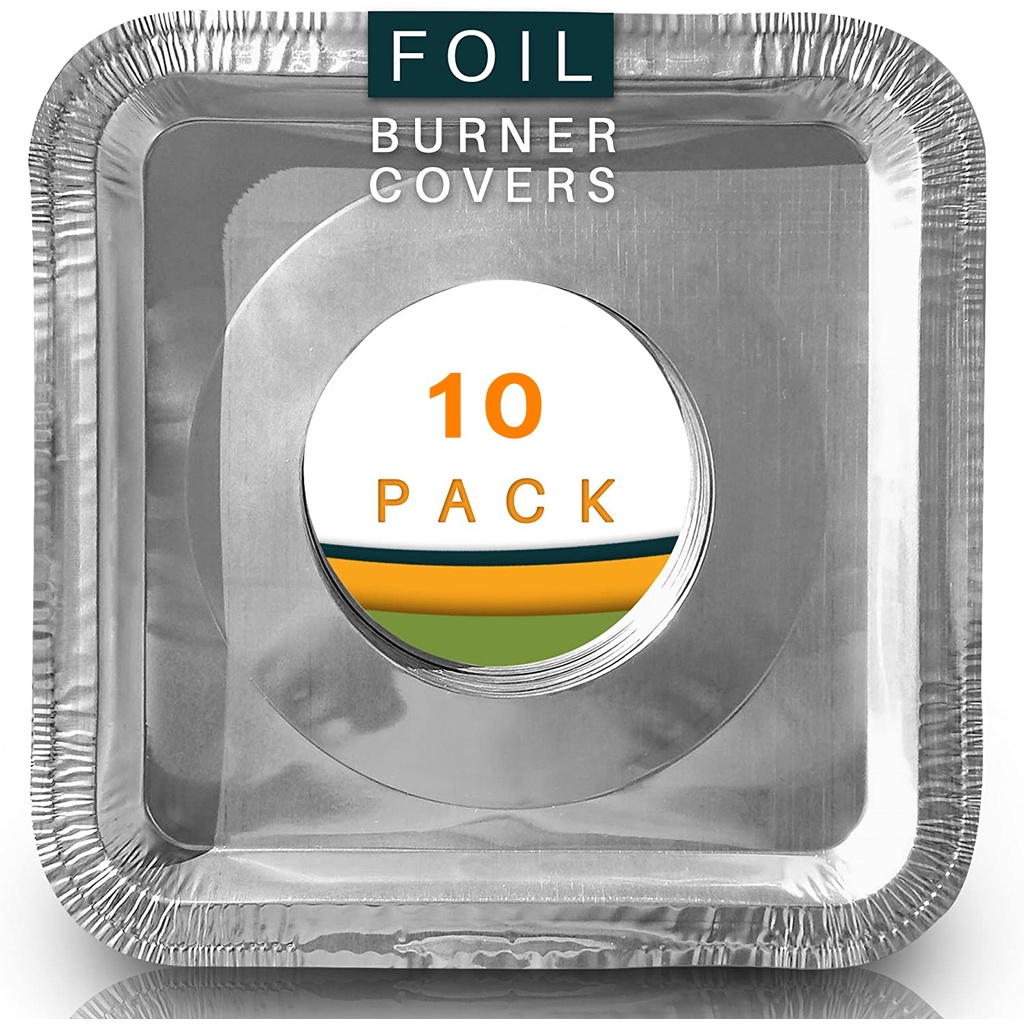 (10 Pack) Gas Burner Liners / Disposable Aluminum Foil Square Stove