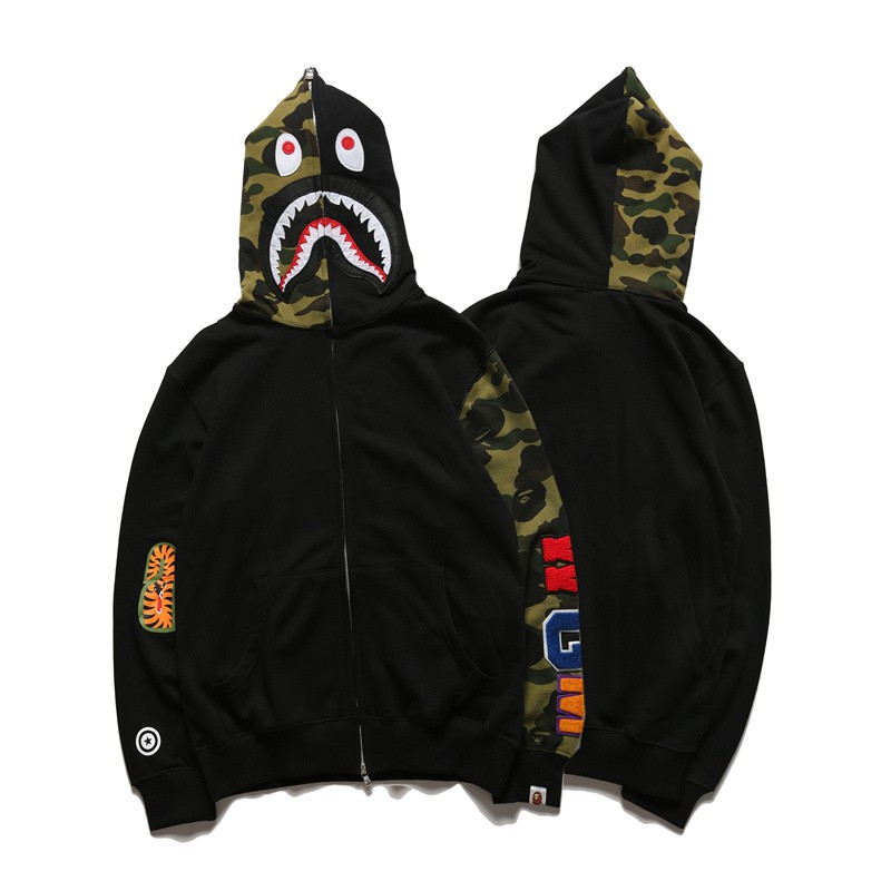 black bape shark hoodie