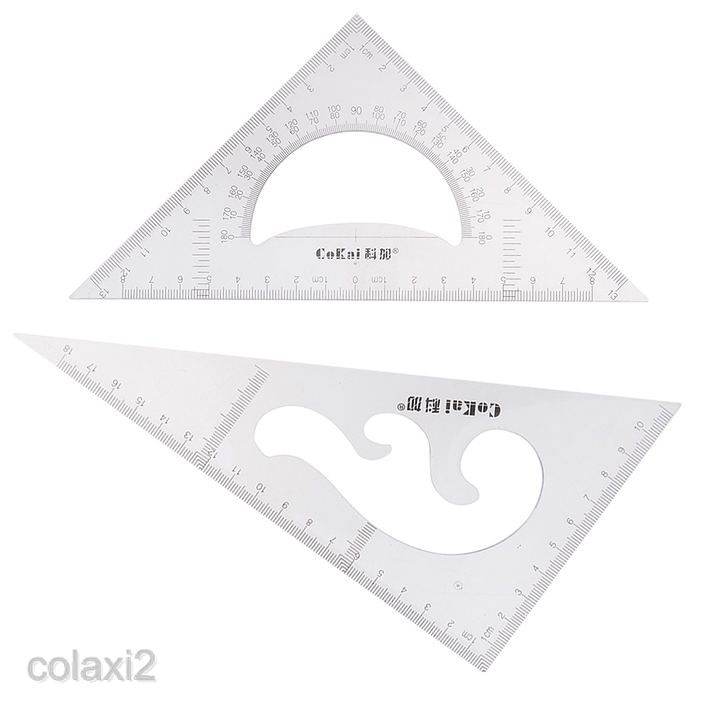 Colaxi2 2pcs 30 60 45 90 Degree Geometry Triangle Ruler Drawing Drafting Tools Set Shopee Malaysia